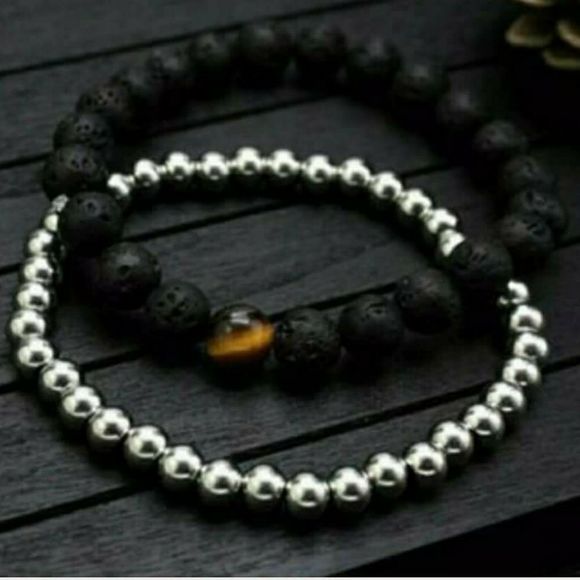 Jewelry - New Unisex Diffuser Lava Tiger Eye Bracelet Set